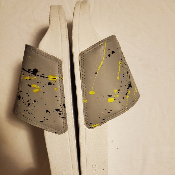 COPY - Custom Men Adidas Splatter Slides - Picture 2 of 4